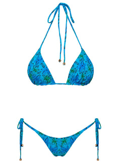 Glora Tie Side Bikini Bottoms Blue Floral