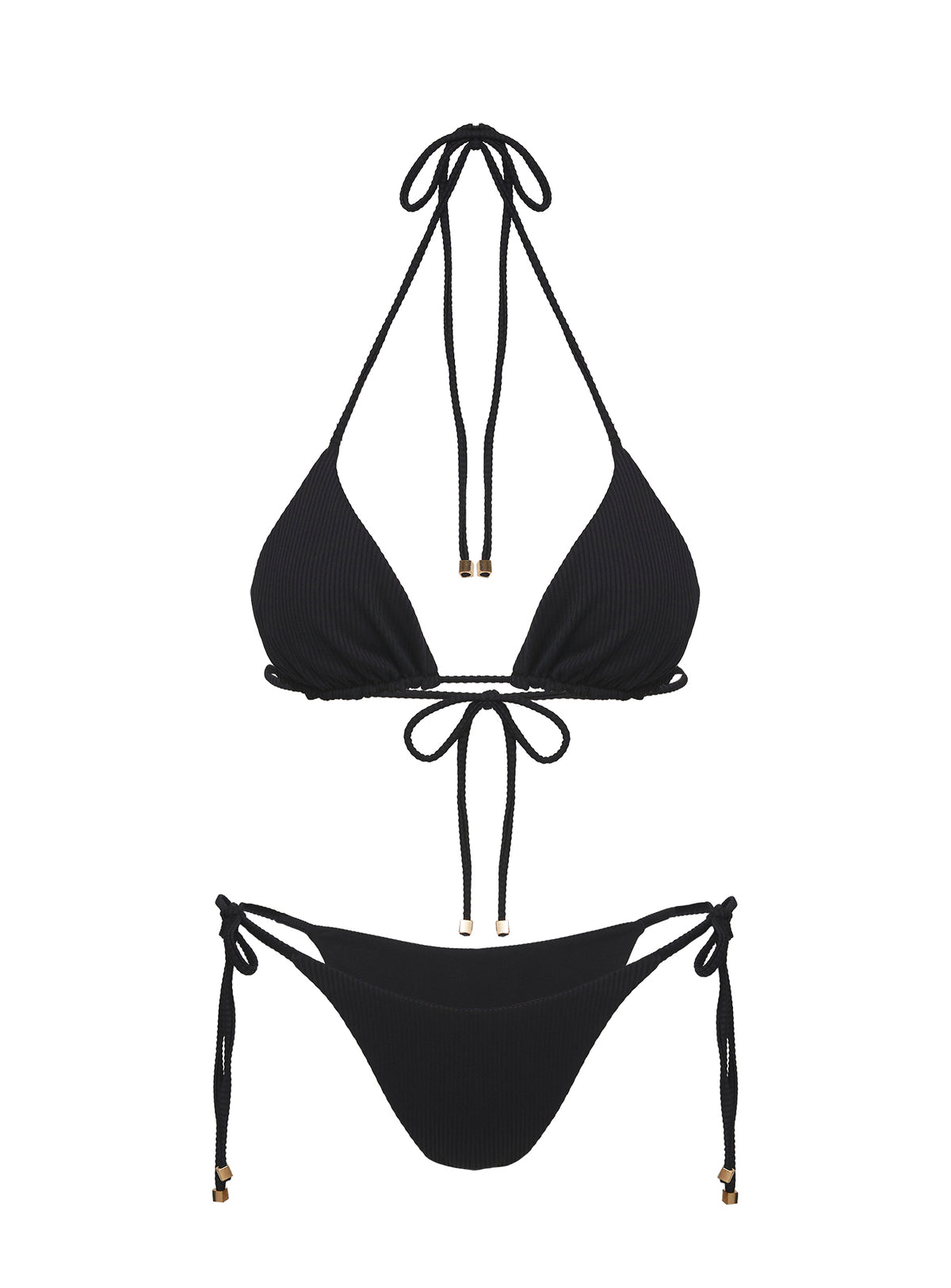 Glora Tie Side Ribbed Bikini Bottom Black
