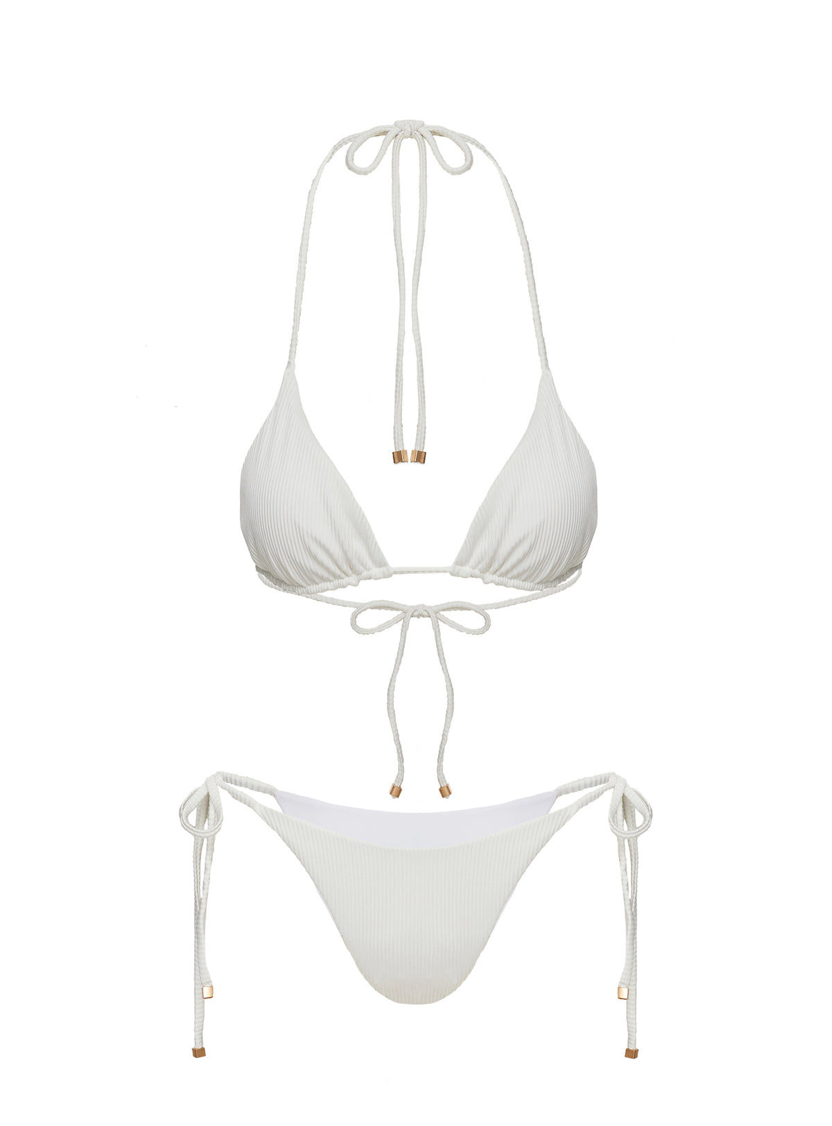 Glora Tie Side Ribbed Bikini Bottom White