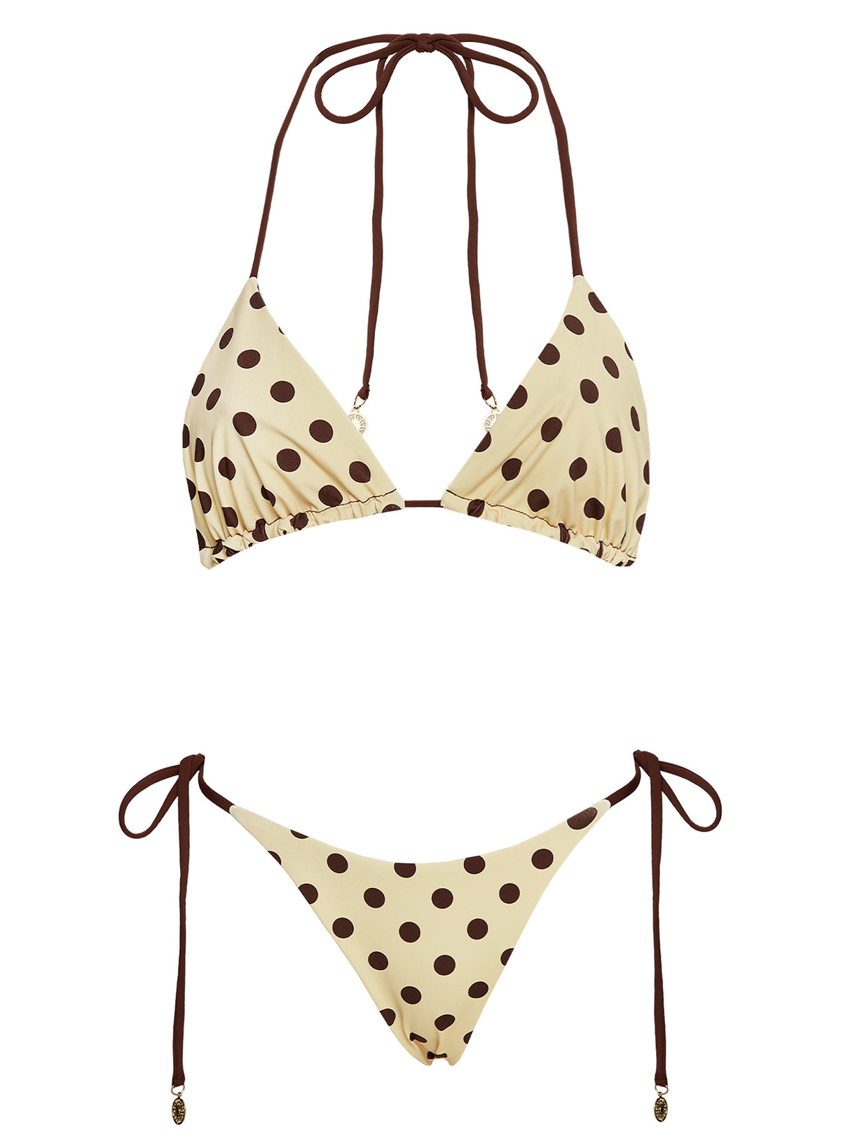 Glora Reversible Tie Side Bikini Bottoms Yellow Polka Dot