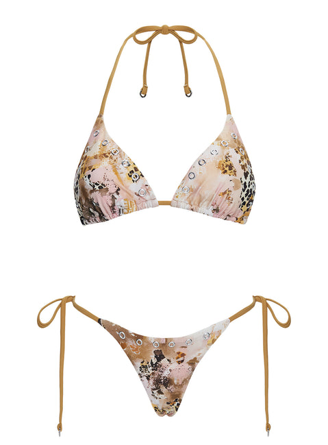 Noxie Tie Side Bikini Bottom Leopard Multi