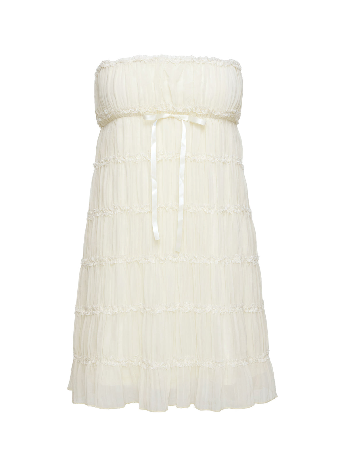 product Princess Polly Opalette Strapless Mini Dress Cream Straight Neck 