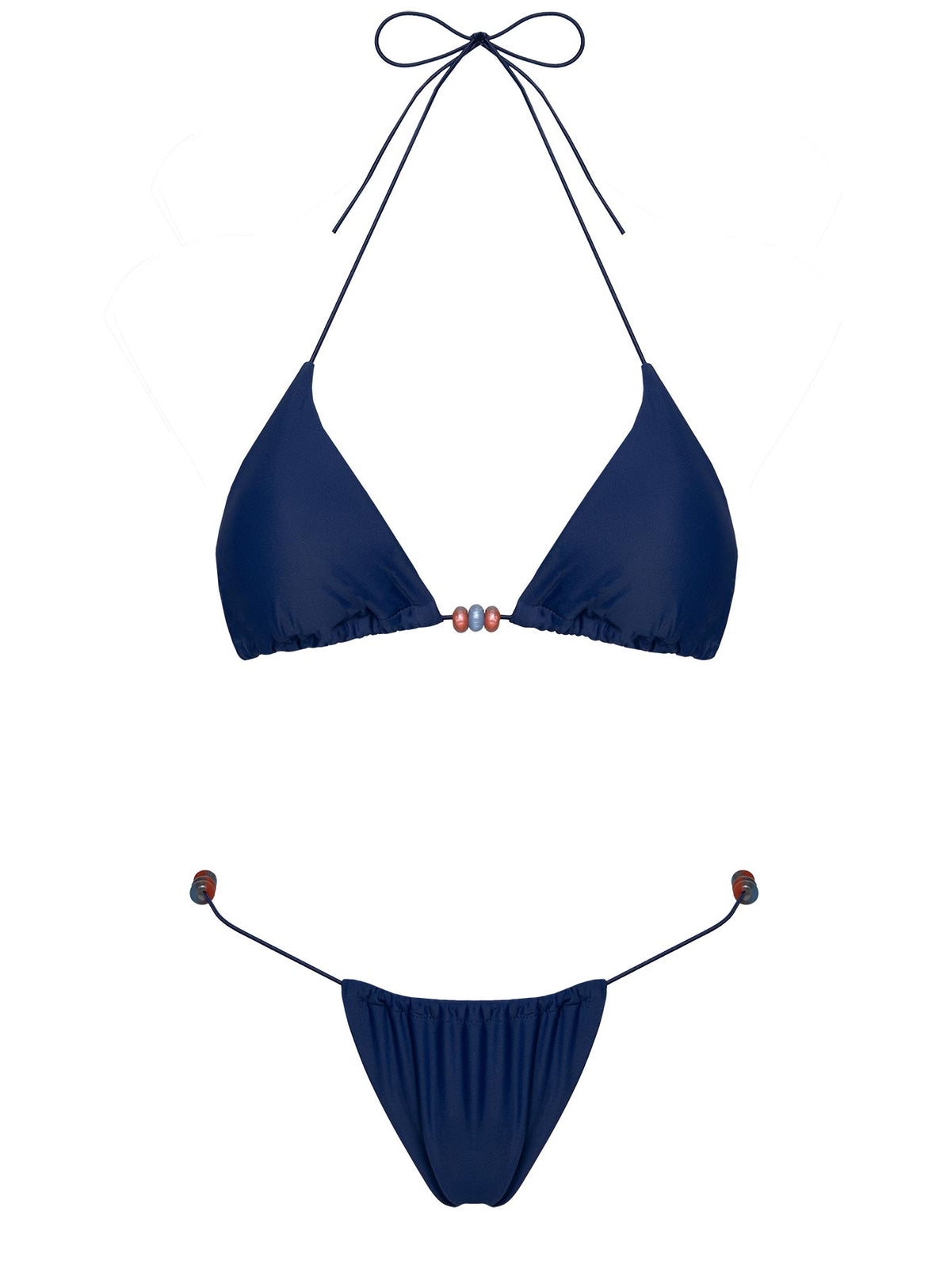 Selbie Beaded String Bikini Bottom Navy
