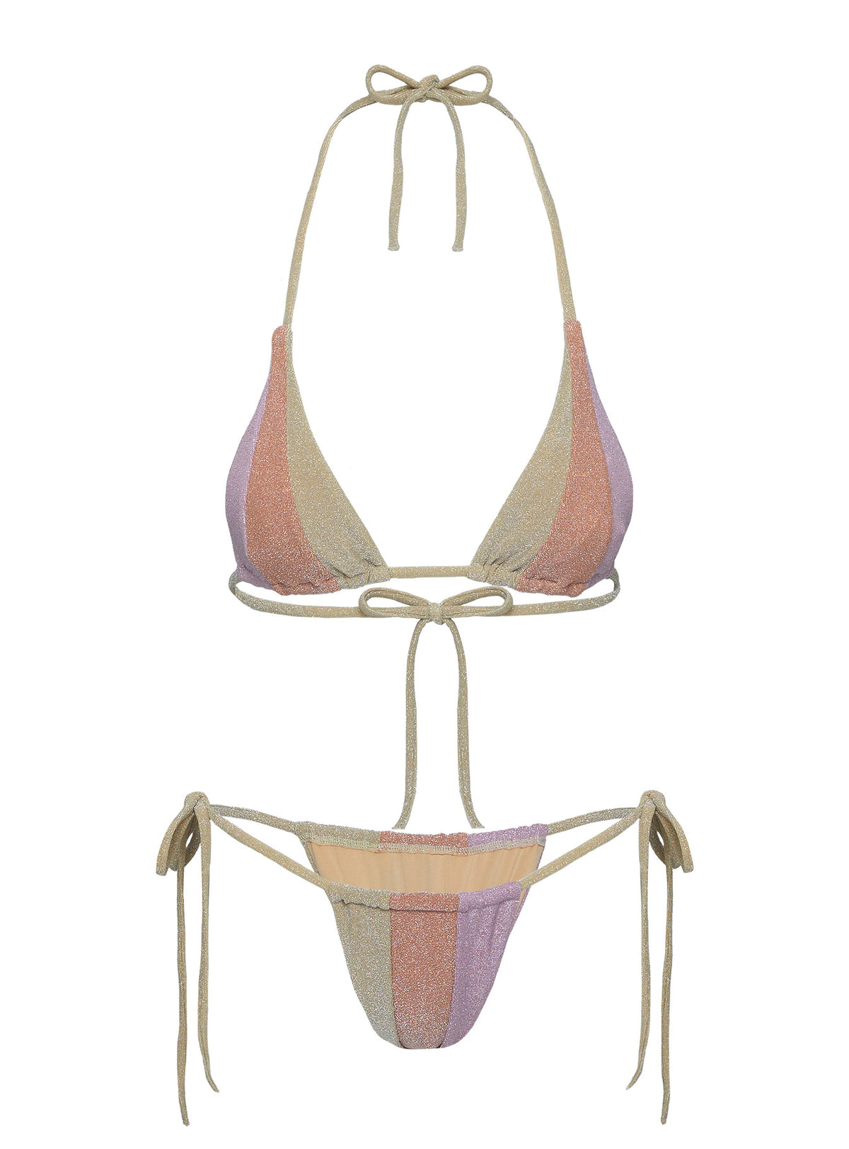 Shine triangle bikini top Triangle shape, tie fastening, removable padding
