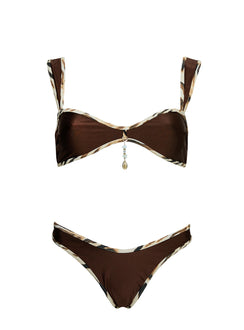 Romola Scoop Bikini Top Brown Multi