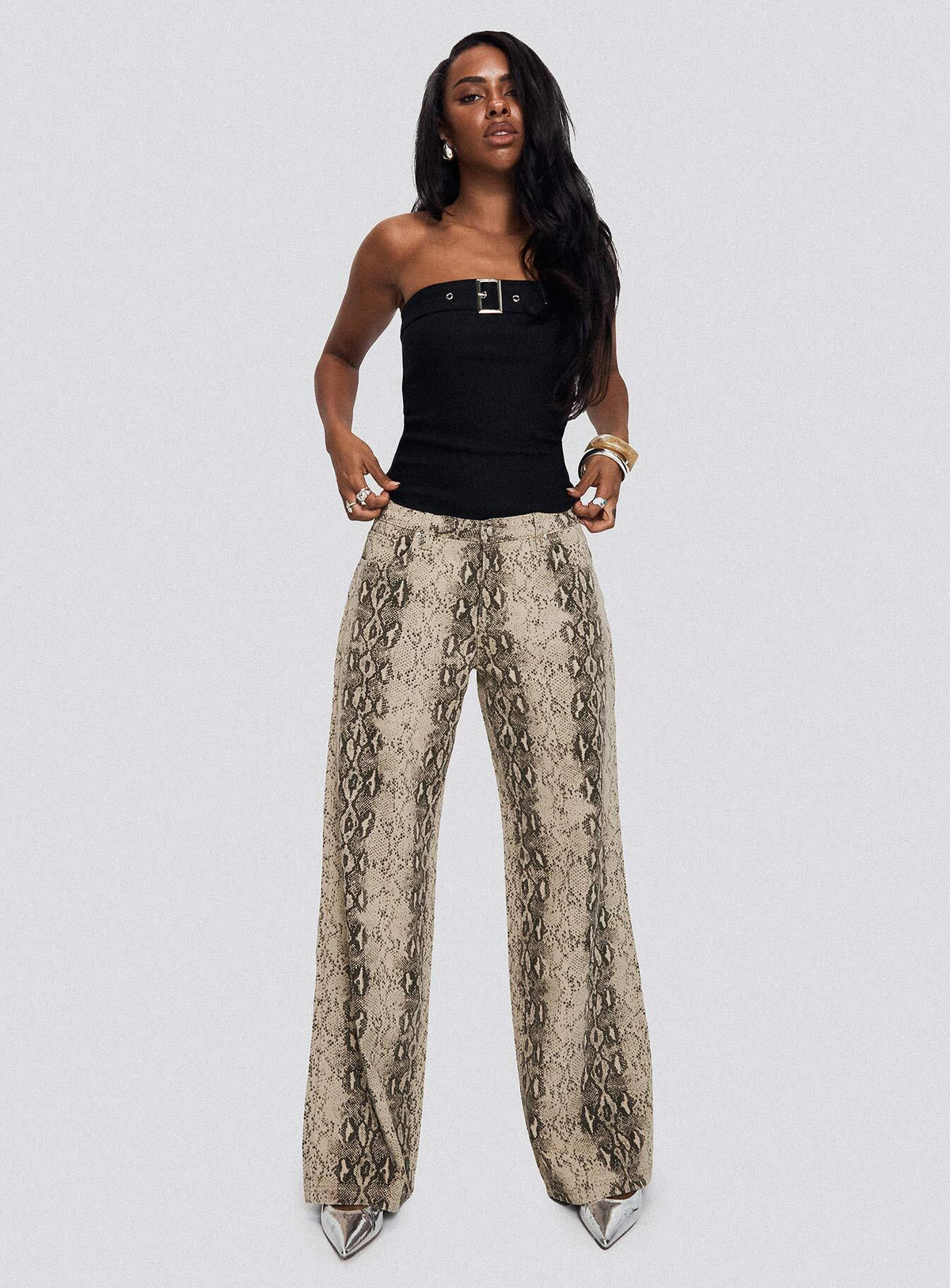 Serpentina Straight Leg Jeans Snake Mid Rise 