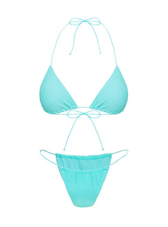 Selbie String Ruched Bikini Bottom White / Blue