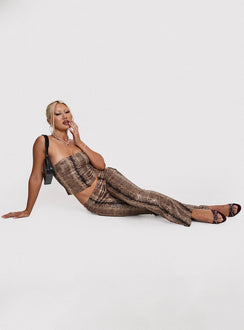 back view of model wearing Princess Polly Slither Pants Snake Print Low Rise Pants Pants 