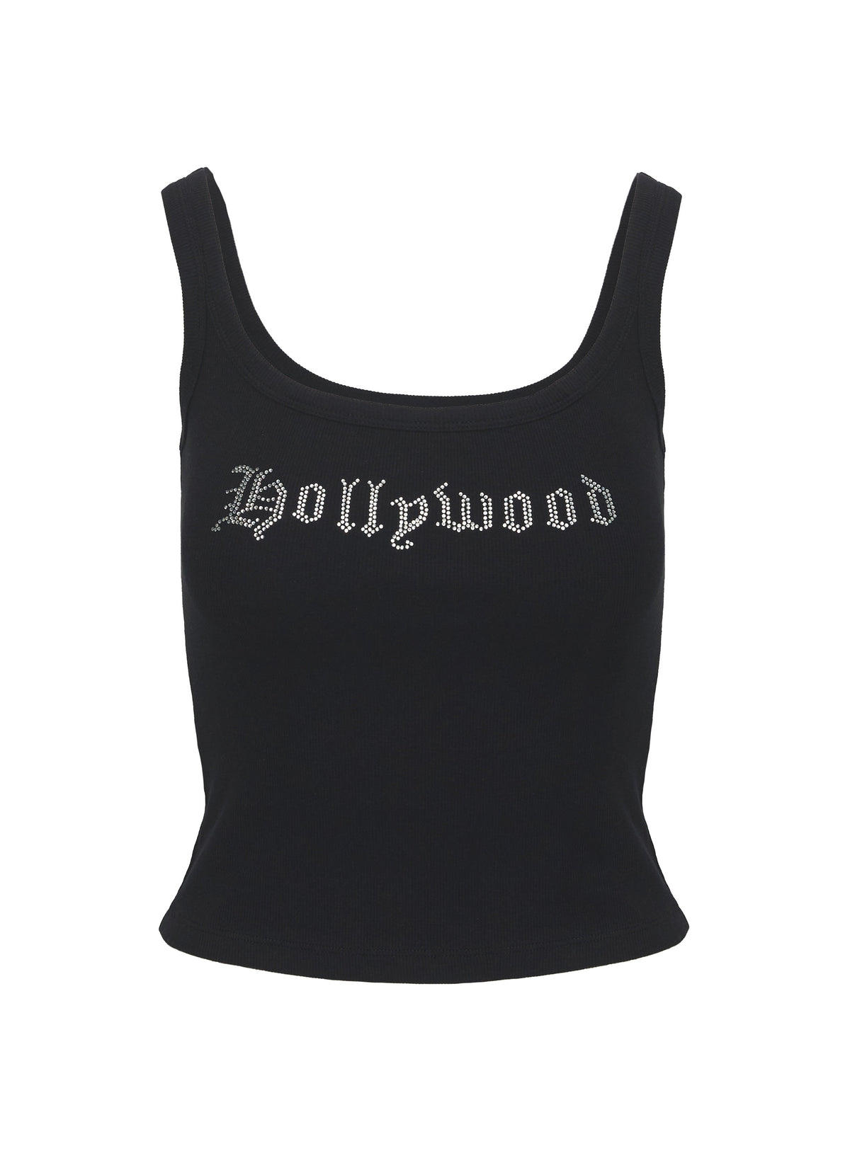 side view of model wearing Princess Polly So Famous Top Black Sleeveless Scoop Neck 