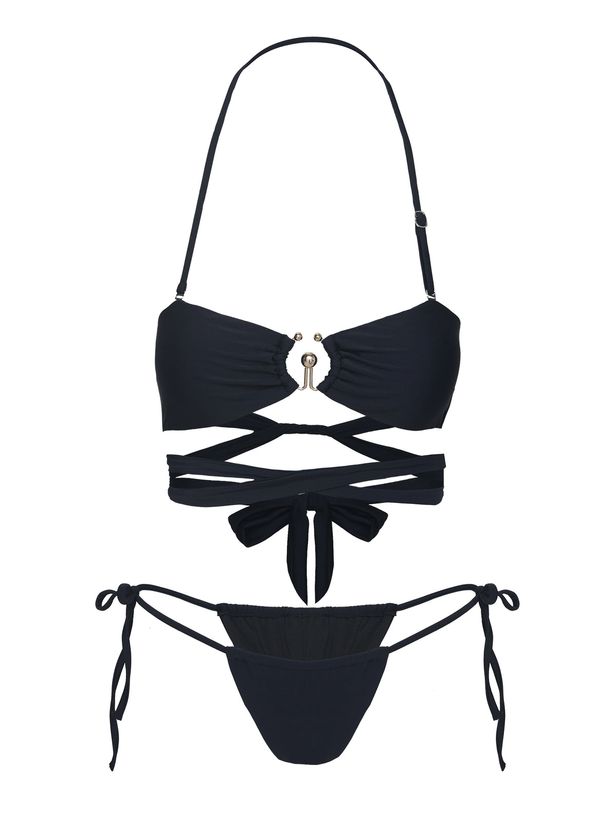 Thames Ruched Tie Side Bikini Bottoms Black