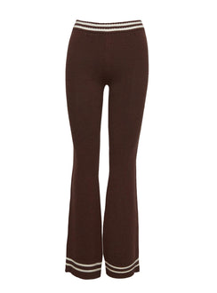 side view of model wearing Princess Polly Square One Pants Brown / Cream High Rise Pants Pants 