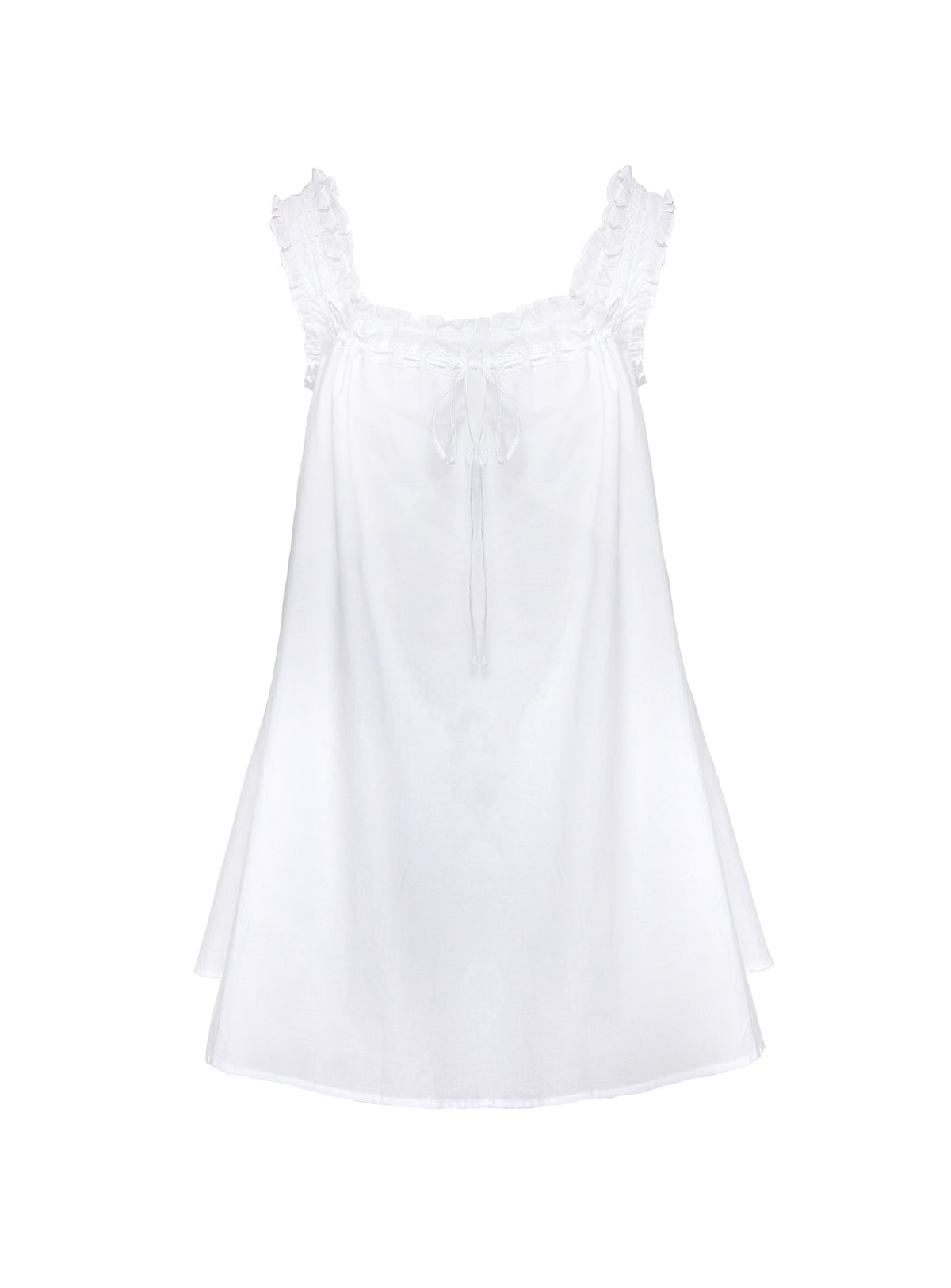 side view of model wearing Princess Polly Swing Mini Dress White Square Neck 