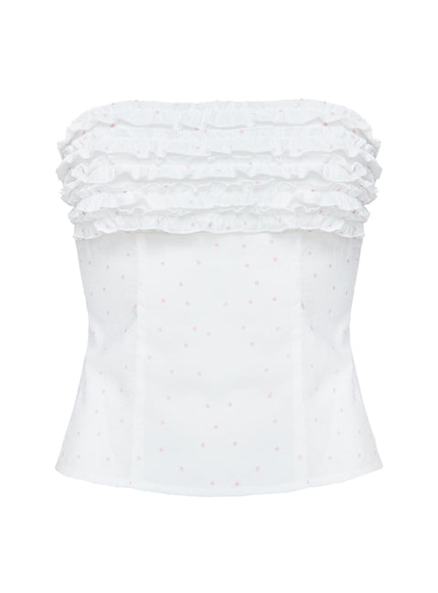 product Princess Polly Swingset Love Strapless Top White / Pink Dot Sleeveless straight 