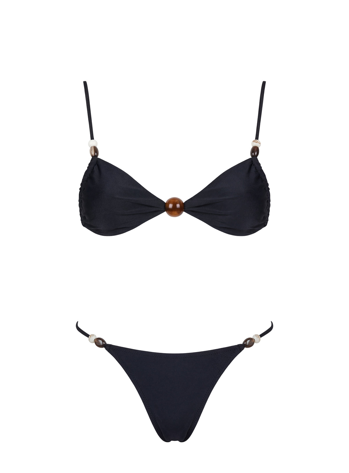 Tan Lines Bead Detail Bikini Bottoms Black