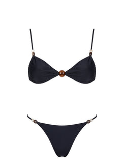 Tan Lines Bead Detail Bikini Bottoms Black