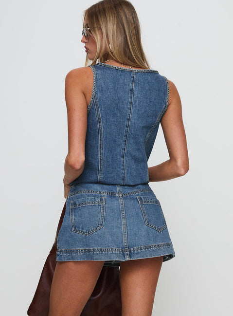 Stefenie Denim Skort Mid Wash Tall