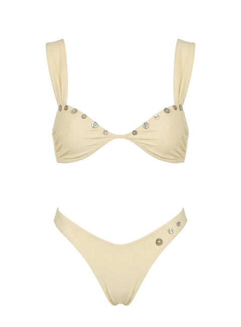 Endless Weekend Shell Detail Bikini Bottoms Cream