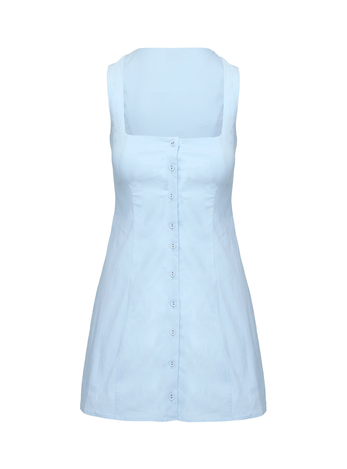 back view of model wearing Princess Polly Talisse Dress Blue Square Neck 