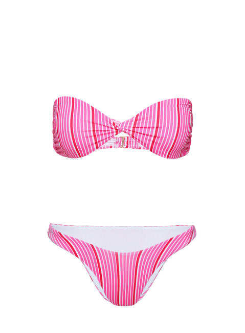 Pink striped bikini bottoms High cut leg, cheeky cut bottoms