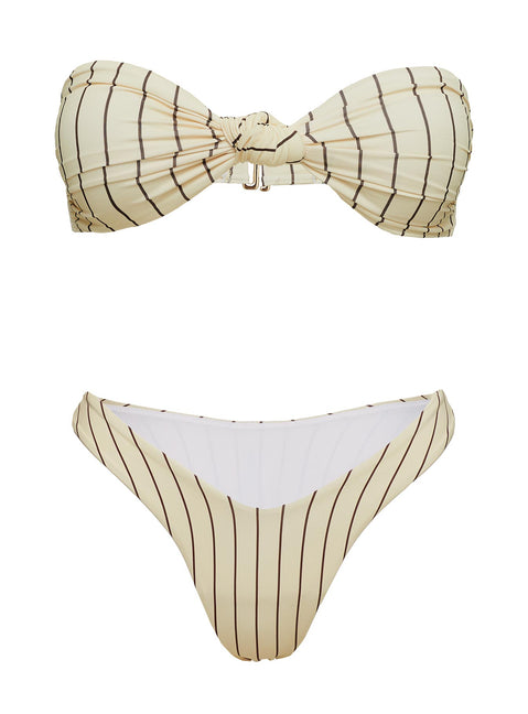 Tamrali Bandeau Bikini Top Yellow Stripe