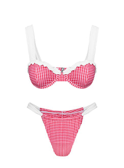 This Summer Underwire Bikini Top Red Gingham