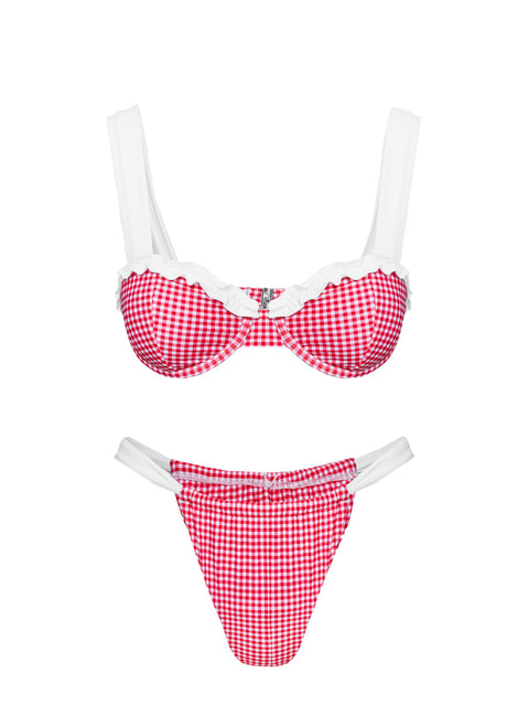 This Summer Underwire Bikini Top Red Gingham