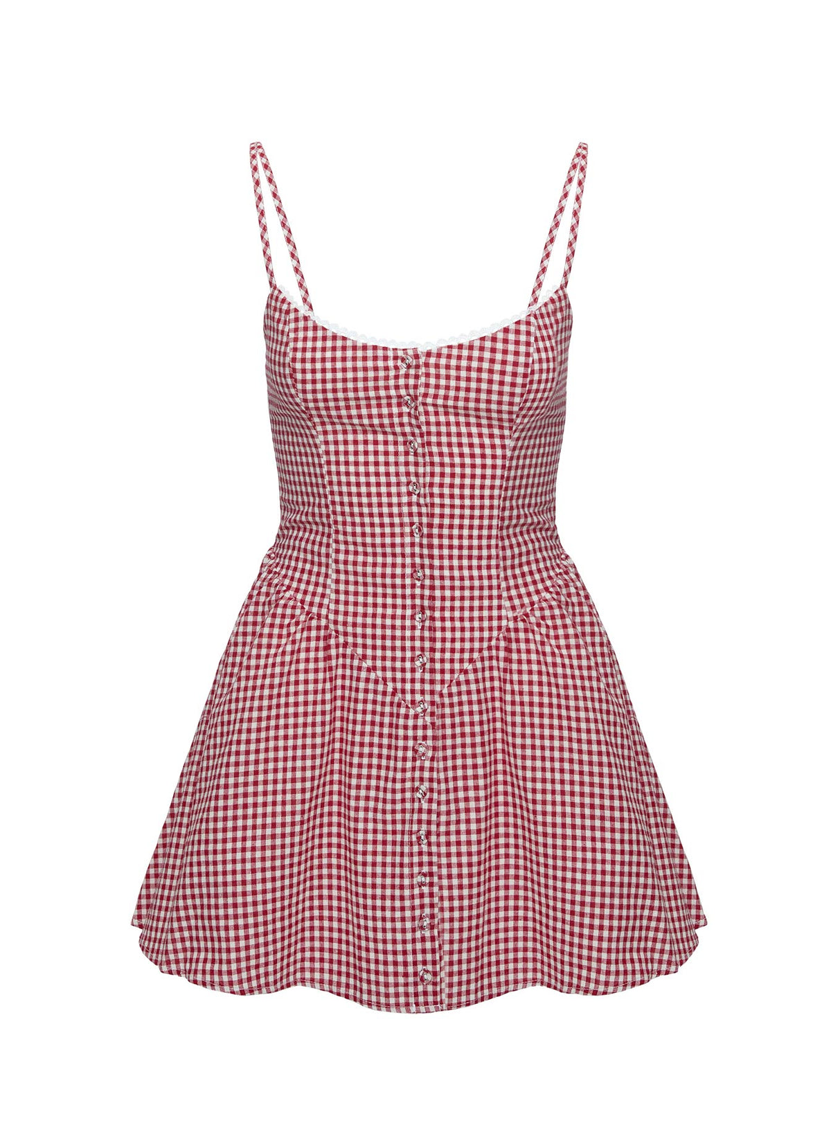 product Princess Polly Toulouse Mini Dress Red Gingham Scoop Neck 