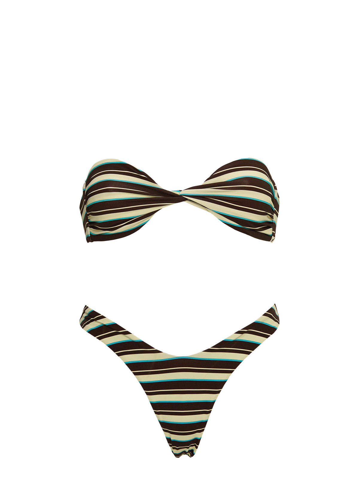 Tamrali Bandeau Bikini Top Brown Stripe
