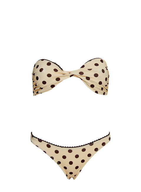Nevaeh High Cut Bikini Bottoms Yellow Polka Dot