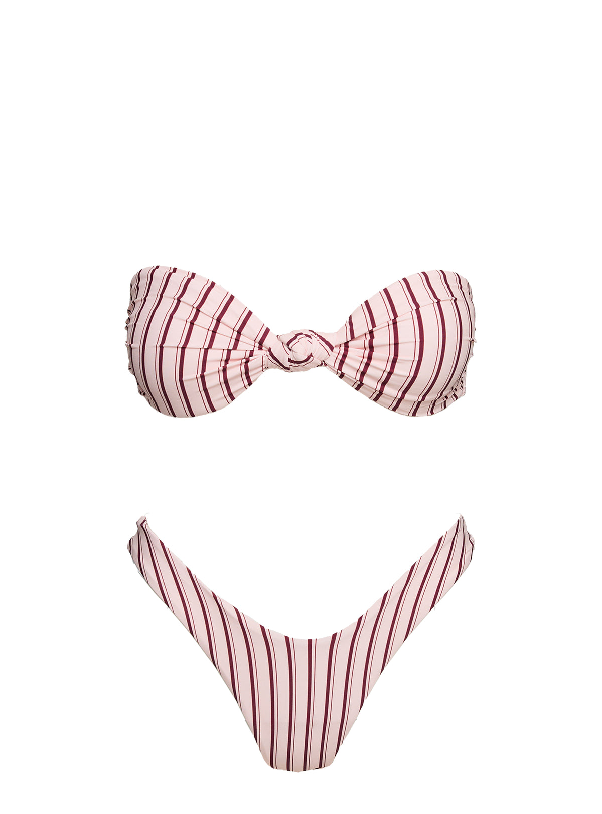 Tamrali Bandeau Bikini Top Pale Pink Stripe