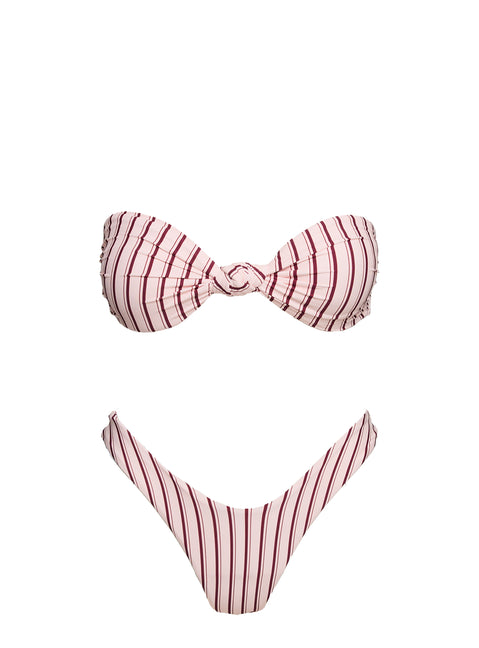 Tamrali Bandeau Bikini Top Pale Pink Stripe