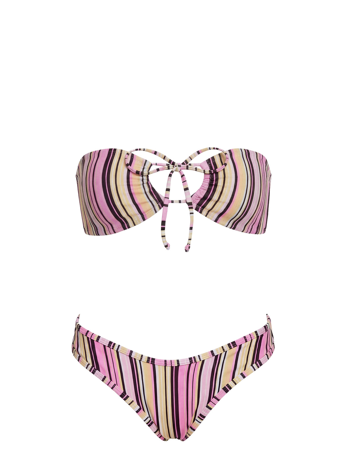 Amiri Contrast High Side Bikini Bottoms Pink / Yellow Stripe