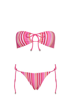 Tropical Vibes Bandeau Bikini Top Pink Stripe