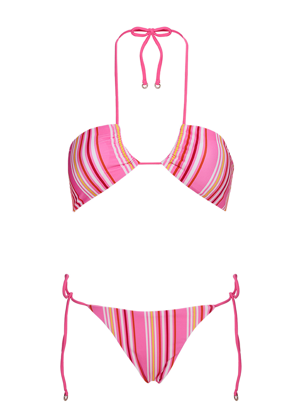 Tropical Vibes Bandeau Bikini Top Pink Stripe