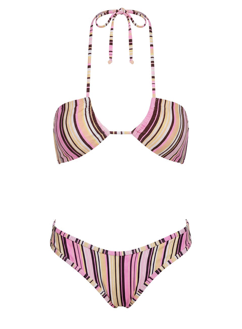 Amiri Contrast High Side Bikini Bottoms Pink / Yellow Stripe