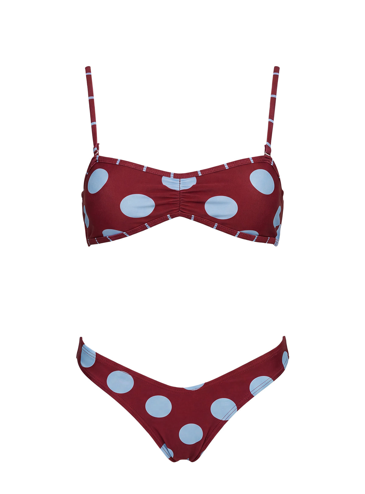 Calbira Cheeky Bikini Bottoms Red / Blue Polka Dot