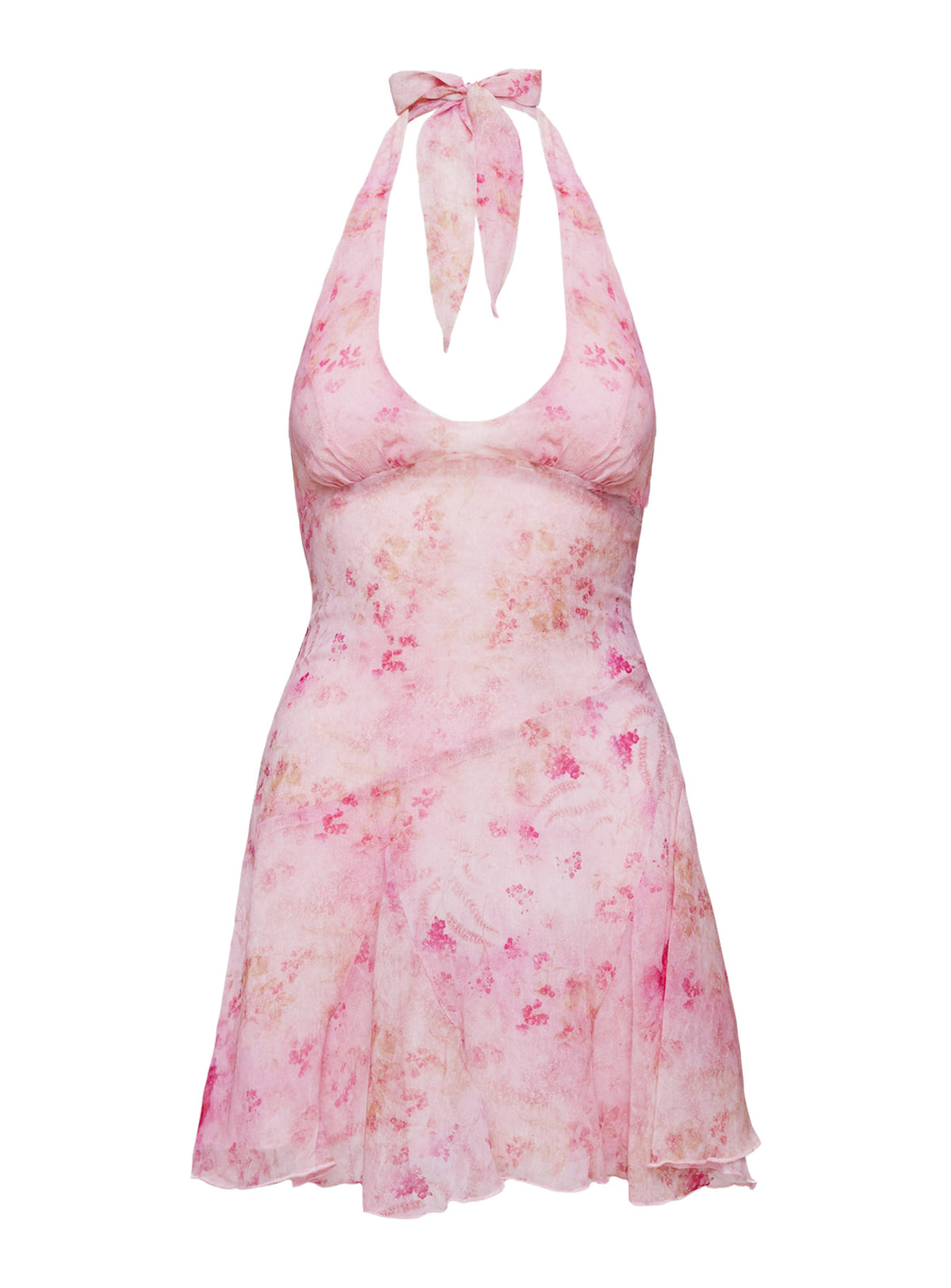Valorie Halter Mini Dress Pink Scoop Neck 