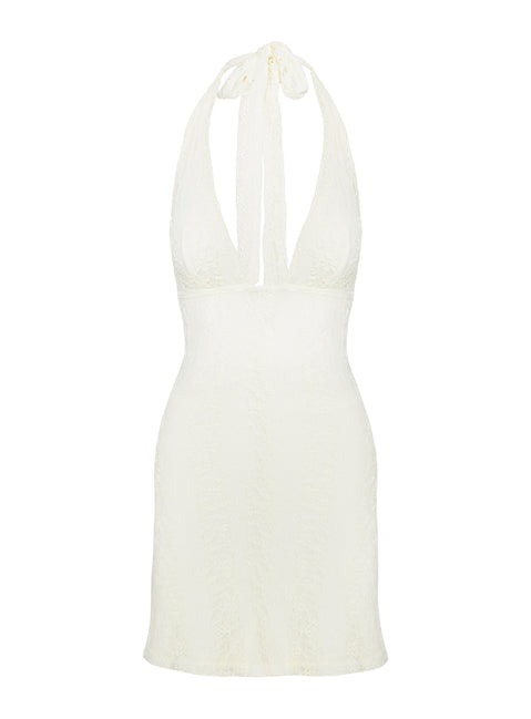 product Princess Polly Youthful Spirit Halter Mini Dress Cream Plunger 