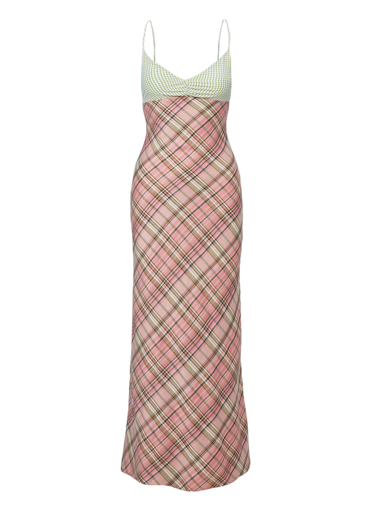 side view of model wearing Princess Polly Zohie Maxi Dress Multi V-Neck 