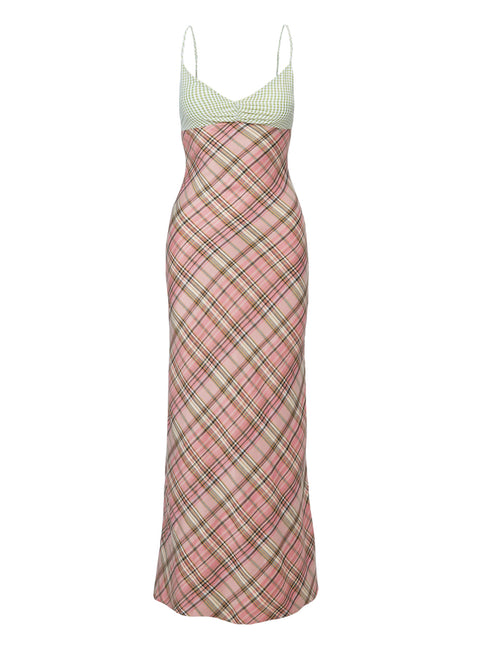 side view of model wearing Princess Polly Zohie Maxi Dress Multi V-Neck 