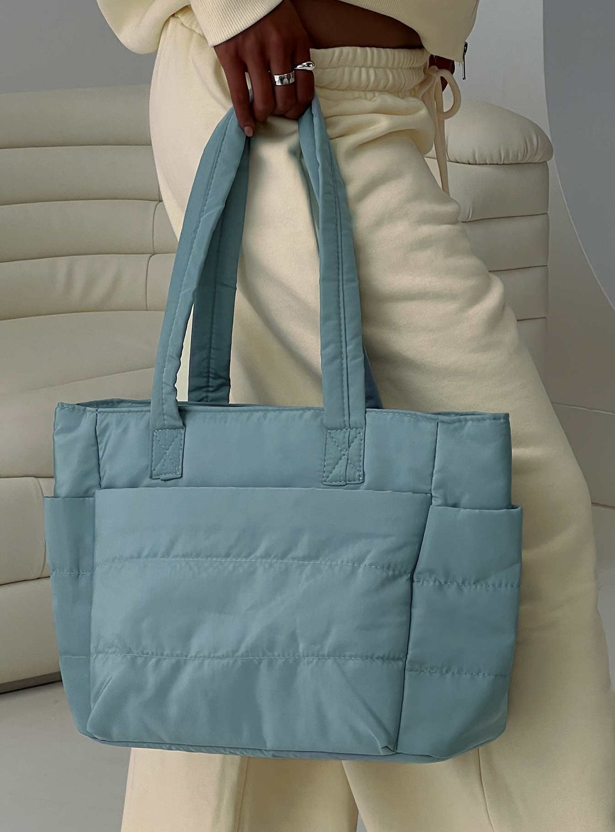 Delicacy Puff Tote Bag Blue