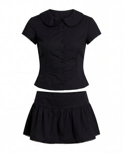 Sweet Treat Button Up Set Black