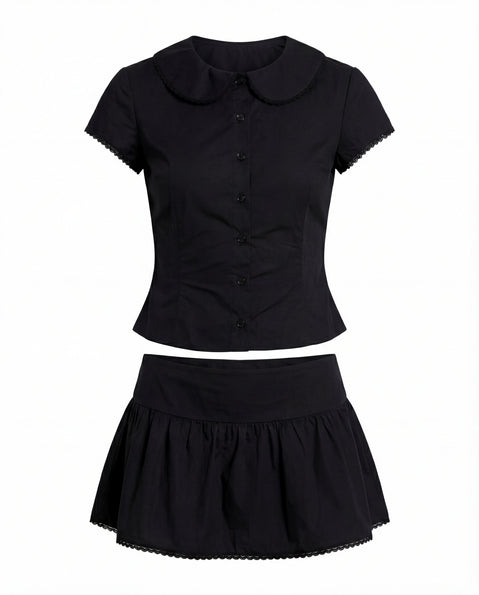Sweet Treat Button Up Set Black