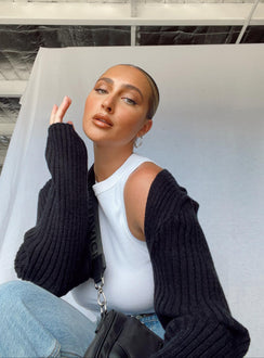 Designed with Aytan Bolero Sweater Black womens-jumpers in short view of model wearing Princess Polly