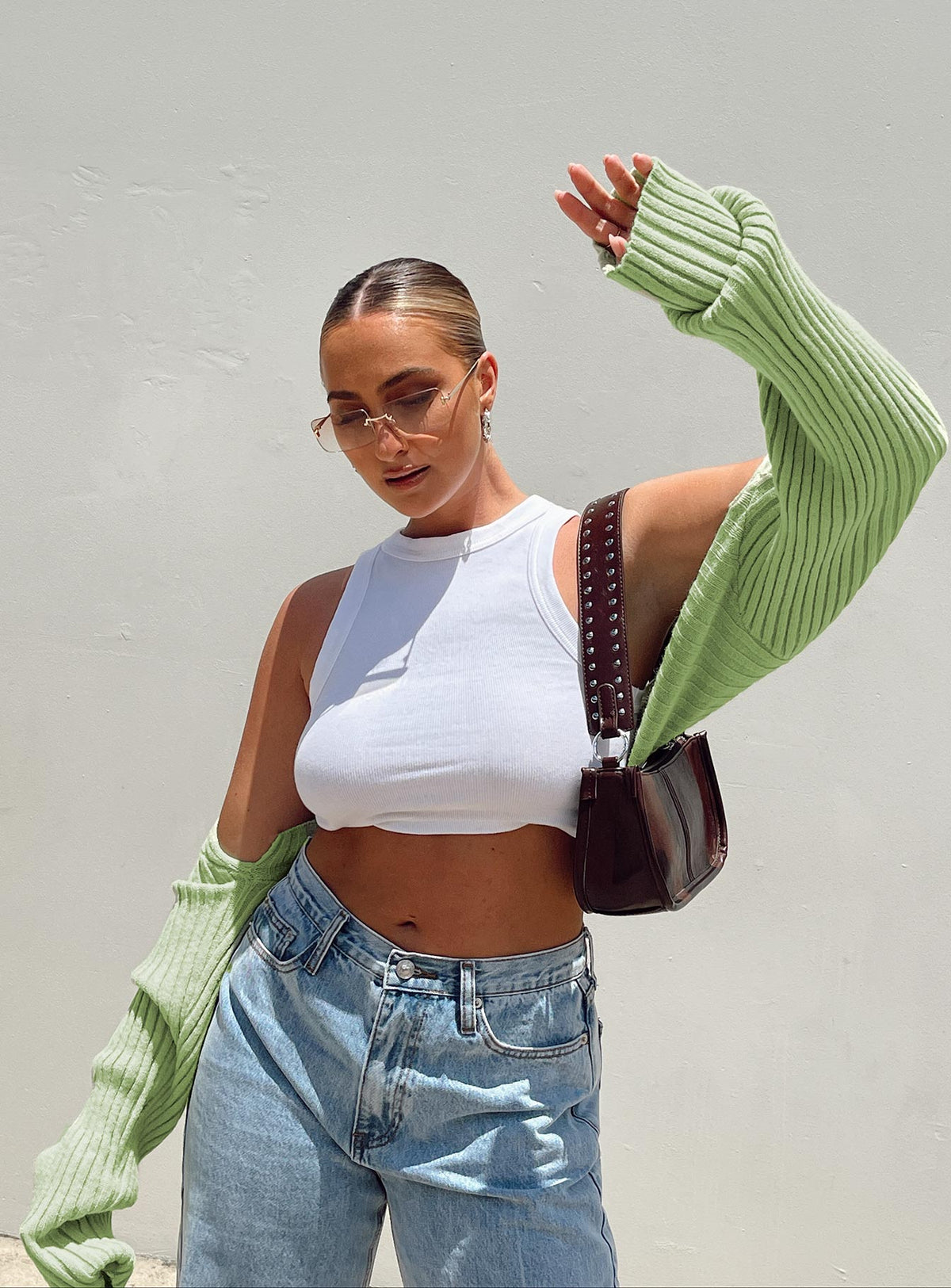 Aytan Bolero Sweater Green Princess Polly  Cropped 