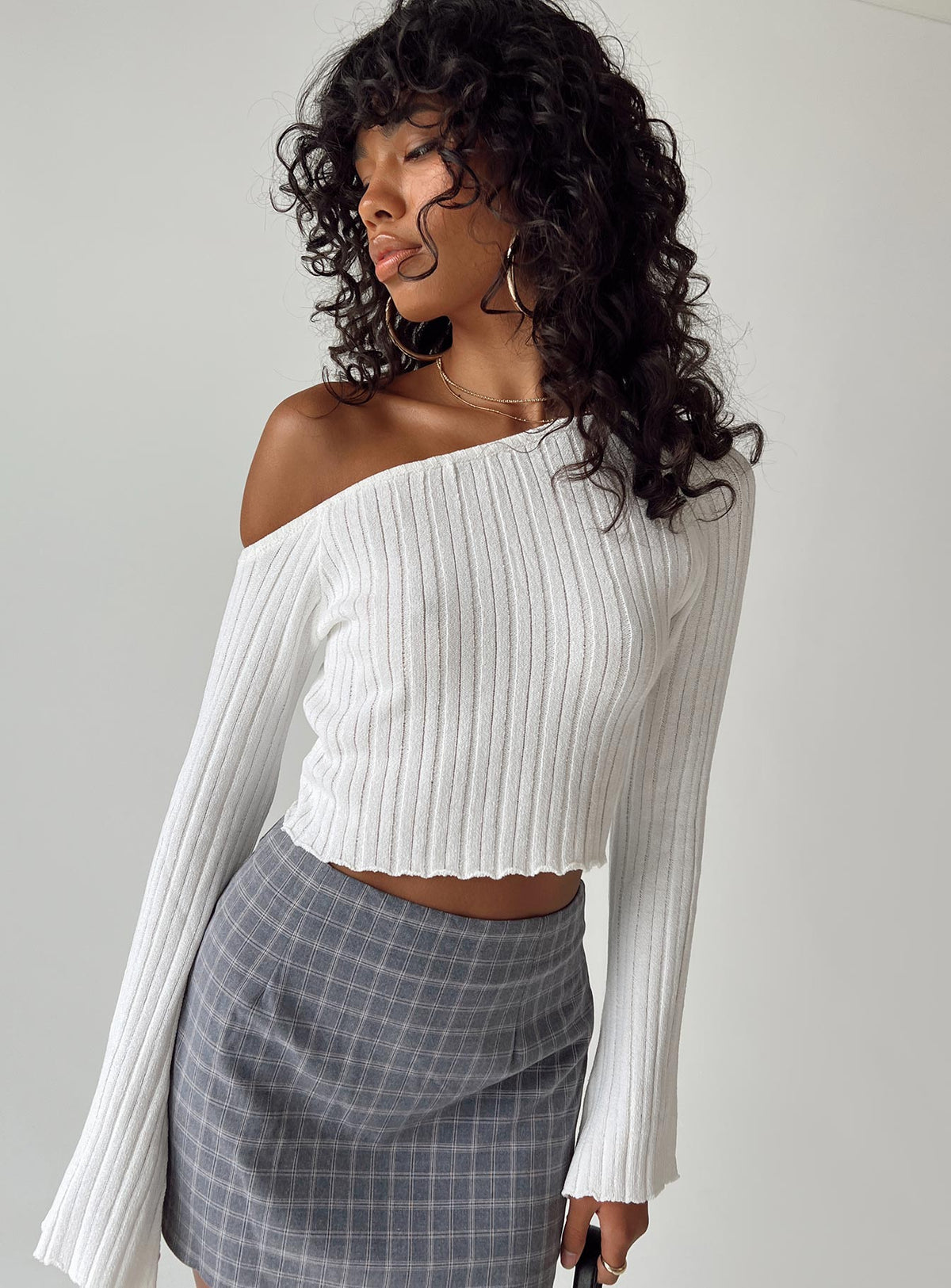 product Princess Polly Full Sleeves Square Neck  Santorini Knit Top Ivory