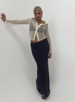   front view of model wearing Princess Polly Belle Knit Maxi Skirt Black Maxi Skirts Skirts 