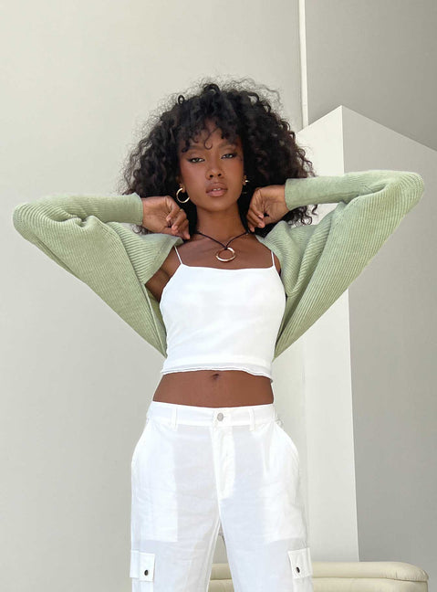 Aviana Cardigan Sage Princess Polly  Cropped 