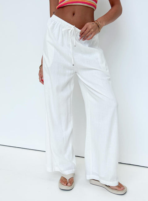 product Princess Polly High Waisted Pants High Waisted Pants High Waisted Pants  Ogilvie Linen Blend Pants White