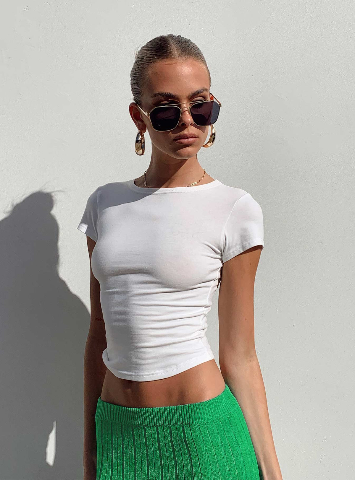 product Princess Polly Short Sleeves Crew Neck  Lex Top White